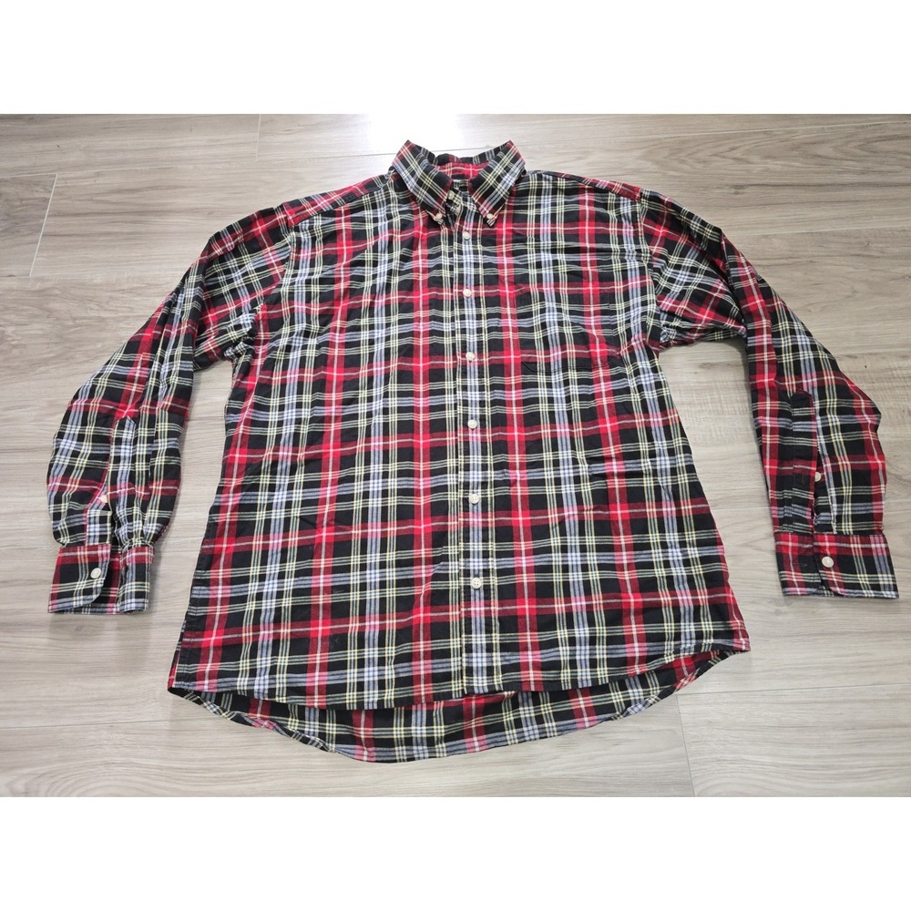 Bills Khakis Long Sleeve Button Shirt XL 100% Cotton Red Plaid Made in USA